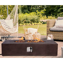 HOMPUS Outdoor Propane Fire Pit 56-inch x 28-inch Rectangle Bronze Concrete Fire Table with Lava Rocks and Rain Cover, 50,000 BTU Gas Fire Pit for Patio, Deck or Backyard