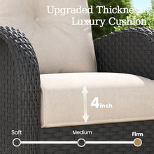 Aeeiua 3 Pieces Wicker Patio Furniture Set, Luxury Outdoor Conversation Set with High Back Swivel Rocker Chairs