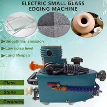 Electric Glass Edging Machine, Portable Small Glass Edger, Glass Grinder Tool, 800W Electric Glass Grinding Edging Machine for Straight Round Bevel Edge w/8 Diamond Wheels & 2 Polishing Wheels,Blue