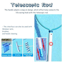 Oracra Pool Safety Hook Special Rescue Hook for Teaching Preserver, Telescopic Aluminum Rod Pool Pole Life Equipment, Commercial Safety Lifeguard Replacement Poles(500cm(16ft) Pole+Hook)