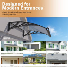 Outsunhom 60 x 60 Inch Door Awning Exterior with Drainage,Rain Snow Sun UV Protection,Polycarbonate Overhang Canopy with Reinforced PP+GF Brackets, Awnings for Door Entrance,Window,Patio, Porch & Deck
