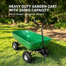 Garden Cart Wagon Heavy Duty with Tipping Bed, 75l Dump Cart for Yard Work, 4 Wheel Wheelbarrow Alternative for Lawn Garden Farm Hauling Soil Gravel Tools