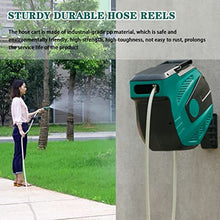 JKSVTF Hose Reel Cart Wall Mounted Pipe Organizer Automatic Telescopic Hose Cart, 180° Swivel Garden Hose Reels, Villa Water Pipe Storage Rack, with Water Gun (Blue Hose Cart+30m Pipe)