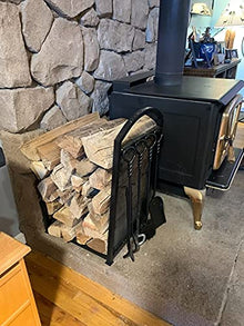 WXPWAMZ Firewood Rack Log Rack Firewood Storage Holder with 4 Fireplace Tools, Heavy Duty Indoor/Outdoor Wood Rack Organizer Lumber Storage Stacking, Fireplace, Stove and Fire Pit Accessor