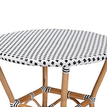bali & pari Tavor Classic French Black and White Weaving and Natural Rattan Indoor and Outdoor Bistro Table