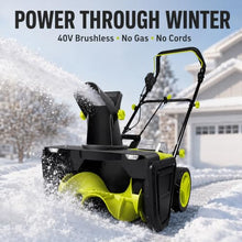 40V Cordless Snow Blower, 4 Batteries and 2 Chargers Included