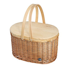 cilio Ancona Picnic Basket for 4 People, Braided Basket with Pine Lid, Picnic Basket with Cooling Compartment Including Plate Set, Cutlery and Glasses, Wicker Basket with Carry Handles, Light Brown