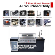 82" 6-Burner Outdoor Kitchen Island Modular BBQ Grill Black&Sivler LPG