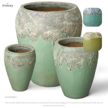 Emissary Home and Garden 16in. L x 20in. H Reef/Spa Blue Stoneware Round Planter with High-fire Treatment (Set of 1)