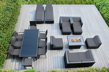 Ohana Depot 20 Piece Outdoor Patio Furniture Grey Wicker Conversation Set with Fire Table