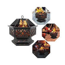 Hexagonal Retro Grill Stove Outdoor Wood Brazier Household Heating Charcoal Basin Courtyard Terrace Multifunctional Barbecue