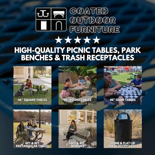 COATEDOUTDOORFURNITURE Heavy-Duty Portable Outdoor Bench Commercial-Grade Textured Green