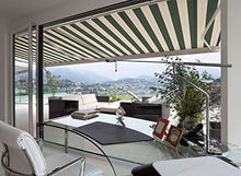 ADVANING MA1210-A808H2 Luxury Series, Premium Quality Manual Retractable Patio Awning, 100% Solution Dyed European Acrylic Easy UV Sunshade Manual Hand Crank, 12' x 10',Garden Green-Sand Beige Stripes