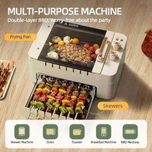 Automatic Electric Kebab Grill with 360° Rotation,Non-Stick Double-Layer,Smokeless Indooroutdoor Barbecue
