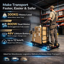 Motorized Electric Cart Dolly, 660 lbs Capacity, 800W Power Motor, 48V 15.6Ah Battery, Quiet Operation, Foldable Platform Cart for Warehouse, Garden, Heavy Duty Transport