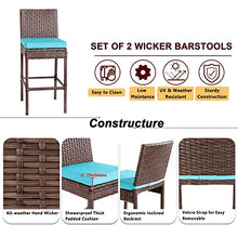 Patio Novagarden 6-Piece Outdoor Bar Set Wicker High Top Tables and Chairs Brown Blue