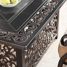 Oakland Living Aluminum 48 in. Rectangular Fire Table Set with Four Deep Swivel Rockers Antique Copper