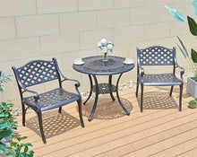 KUYBTU Garden Bench Patio Dining Set Outdoor Cast Aluminium Garden Dining Table with 2 Chairs, All-Weather Waterproof Sunscreen Terrace Table and Chairs, Easy to Install