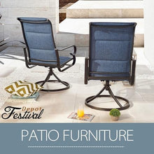 Festival Depot Patio Chairs Set of 8 Swivel Armchairs Outdoor Dining Chairs for Bistro Deck Garden (Blue), Style 2 Armchair, (B-PF20135X4-B)