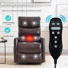 Swivel Rocker Recliner Chair 3-Stage Backrest, Massage & Heat, Faux Leather