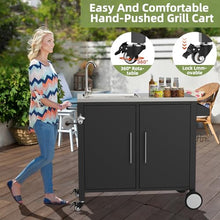 Spollowe Outdoor Grill Cart with Sink 304 Stainless Steel Table