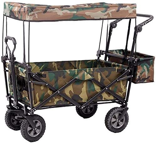 Outdoor Folding Utility Wagon Garden Cart with Roof Heavy Duty Handcart Collapsible Portable Festival Camping Bearing 100 / 220lbs (Color : Style 2)