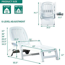 YITAHOME Outdoor Folding Chaise Lounge Chair 6-Position Adjustable Backrest White