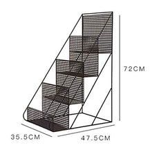 Rack Creative Wrought Iron Mobile Office Flower Stand Simple Living Room Floor Newspaper Rack (Color : Black Size : 35.5 47.5 72CM)