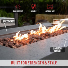 AMS 60" Rectangular Concrete GFRC Natural Gas Fire Pit Table (Dark Gray)