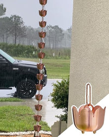 WhamtL Outdoor Decoration Rain Chain, 3-26ft Eaves Drainage Rain Chain Chime, Cascading Copper Rain Chains Waterfall Rain Catcher, Easy to Install(7m (23ft))