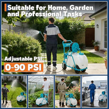 Garvee 24 Gallons Battery Powered Sprayer with Wheeled Cart, 12V 12Ah Electric Sprayer with 6 Nozzles & 2 Wands, 5-6 Hour Runtime, 90PSI Adjustable Pressure, Trigger Lock, Yard Sprayers for Lawn
