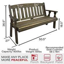 Amish Casual Outdoor Heavy Duty 800 LB Mission Pressure Treated Garden Bench(4 Foot, Dark Walnut Stain)