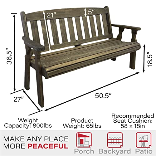Amish Casual Outdoor Heavy Duty 800 LB Mission Pressure Treated Garden Bench(4 Foot, Dark Walnut Stain)