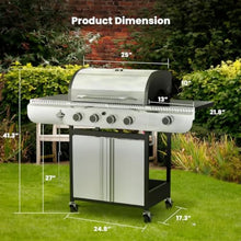 Electactic 4-Burner Gas Grill with Side Burner, Stainless Steel Propane Grill with Built-In Thermometer, 42000BTU BBQ Grill for Outdoor Cooking, Patio and Backyard Barbecues