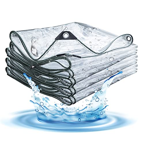 BAILR Garden Rainproof Clear Poly Tarp 20x20ft, Transparent Waterproof Tarpaulin, Plant Cover Insulation Shed Cloth for Covering Garden Plant Camping (A 6×6m)