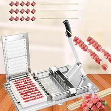 DFTWJMA Stainless Steel Kebab Maker with 10 Holes, Easy Manual Mutton Skewers Tool for Barbecue, Perfects for Grilling and Outdoor Cooking