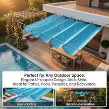 Retractable Sun Shade Canopy Cover Sliding Wave Shade Sail，Outdoor Hang Down U Shape Porch Wave Awning，for Pergola Patio Deck Yard Gazebo Outdoor，with Mounting Kit(W2.6*L20m/W8.53*L65.62ft)