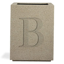 PolyStone Monogram B Tall Modern Outdoor Planter, 23" W x 18" D x 30" H – Lightweight Weather Resistant Vertical Planter for Patio, Entryway & Indoor Décor, Beige