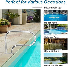 Pool Handrail Handle Grab Rails Swimming Pool Rail Pool Railing Swimming Pool Stair Rail Pool Handrail,Outdoor Handrail Easy Mount Handrail with Base Plate,Full Set Accessories,Silver