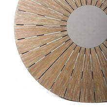 Armen Living Sachi Outdoor Light Eucalyptus Wood and Concrete Round Dining Table
