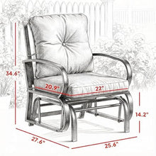 XITPEYEZY Outdoor Glider Chair with Cushions, Metal Frame, Navy Blue