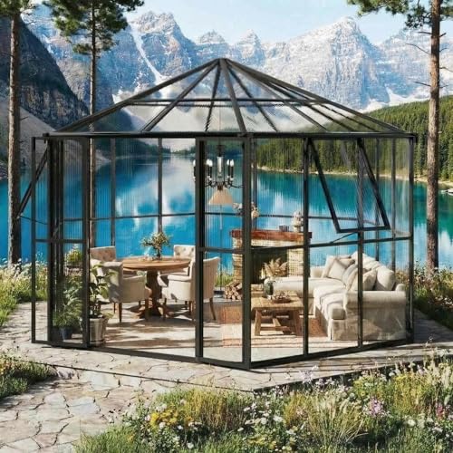 Garvee 12x10x8 FT Greenhouse, Outside Aluminum Polycarbonate Walk-in Kit