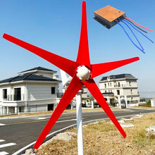 ZHOZHUT 800W / 1000W / 1200W Wind Turbine Kit 12V / 24V / 48V Wind Power Generator with MPPT Controller and 5 Red Blades, Windmill Generator, Low Noise High Efficiency, for Home Street,1000w,24V