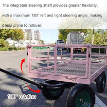 USZWBY Heavy Duty Garden Cart - Mesh Steel Dump Trailer Tow, 4-Wheel Outdoor Yard Wagon for Lawn & Gardening, Pink, 96X50X55Cm - Durable & Versatile Tool for(Pink-96X50X55Cm)
