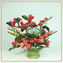 YXIANG56Q Fake Plants Chinese Style Artificial Bonsai Jade Flower Basket Bonsai Miniature Artificial Plants Potted for Home Office Decor Desktop Display Bonsai Tree, yuqing2022
