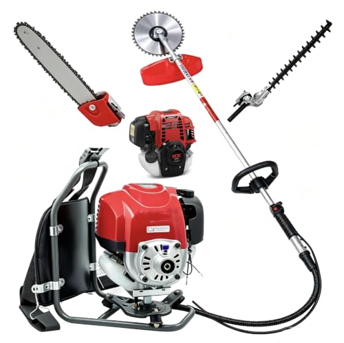 GX50 4-Stroke 3 in 1 Backpack Brush Cutter Hedge Trimmer Lawn Mower Weed Eater Chainsaw