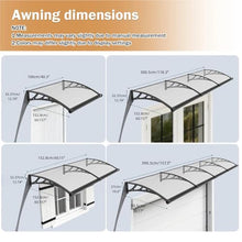 Outsunhom 60 x 60 Inch Door Awning Exterior with Drainage,Rain Snow Sun UV Protection,Polycarbonate Overhang Canopy with Reinforced PP+GF Brackets, Awnings for Door Entrance,Window,Patio, Porch & Deck