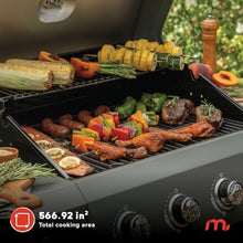 Megamaster Propane 4-Burner Gas Grill, Side Table wiht Warming Rack & Hook