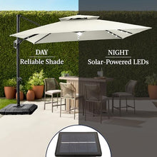 Best Choice Products 12x12ft LED Cantilever Patio Umbrella w/Base Included & 360° Rotation, Large Solar Offset Hanging Outdoor Sun Shade for Deck, Backyard Table w/Stand & Lights – Ivory