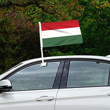 BANNER BUZZ MAKE IT VISIBLE Hungary Car Flag Window Clip 18” x 12” Double Side Printing Pack of 100 White